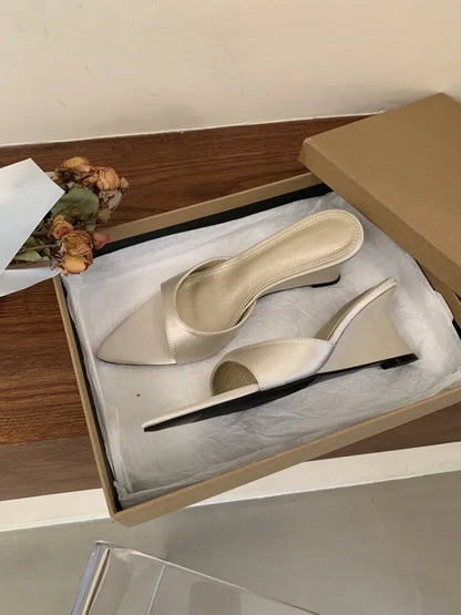 Women's Slippers Fashion 2026 Summer Elegant High Heels Outdoor Banquet Wedge Heel Pointed Toe Girls Women's Shoes 2018    Your Coastal Marketplace | Shoreshopper.com