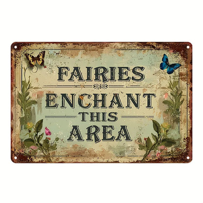 Enchanted Fairy Garden Metal Sign (8"x12") - Whimsical Wall Art with Butterflies & Flowers for Magical Home Decor    Home Decor Supply | Online Retail | ShoreShopper.com