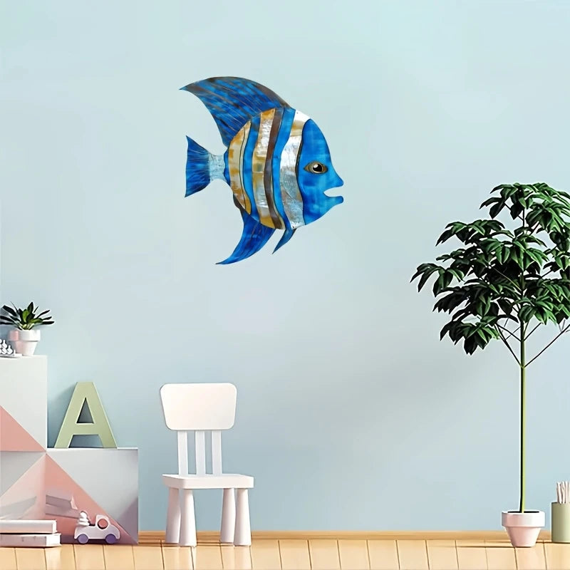 2D Wooden Fish Nautical Walls Beach Art Walls Hang Decorated Marine Themed Retro blue Fish Family Bathroom Pendants Gifts    Your Coastal Marketplace | Shoreshopper.com