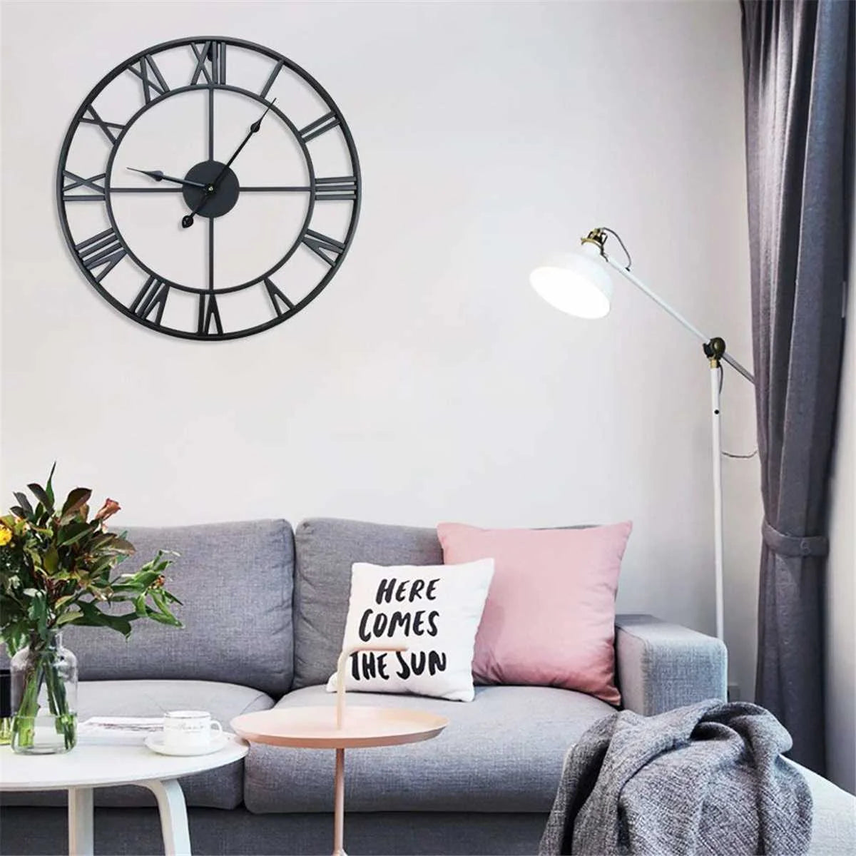 60CM Large 3D Wall Clocks Roman Numerals Retro Round Metal Iron Accurate Silent Nordic Hanging Ornament Living Room Decoration    Home Decor Supply | Online Retail | ShoreShopper.com