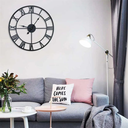 60CM Large 3D Wall Clocks Roman Numerals Retro Round Metal Iron Accurate Silent Nordic Hanging Ornament Living Room Decoration    Home Decor Supply | Online Retail | ShoreShopper.com