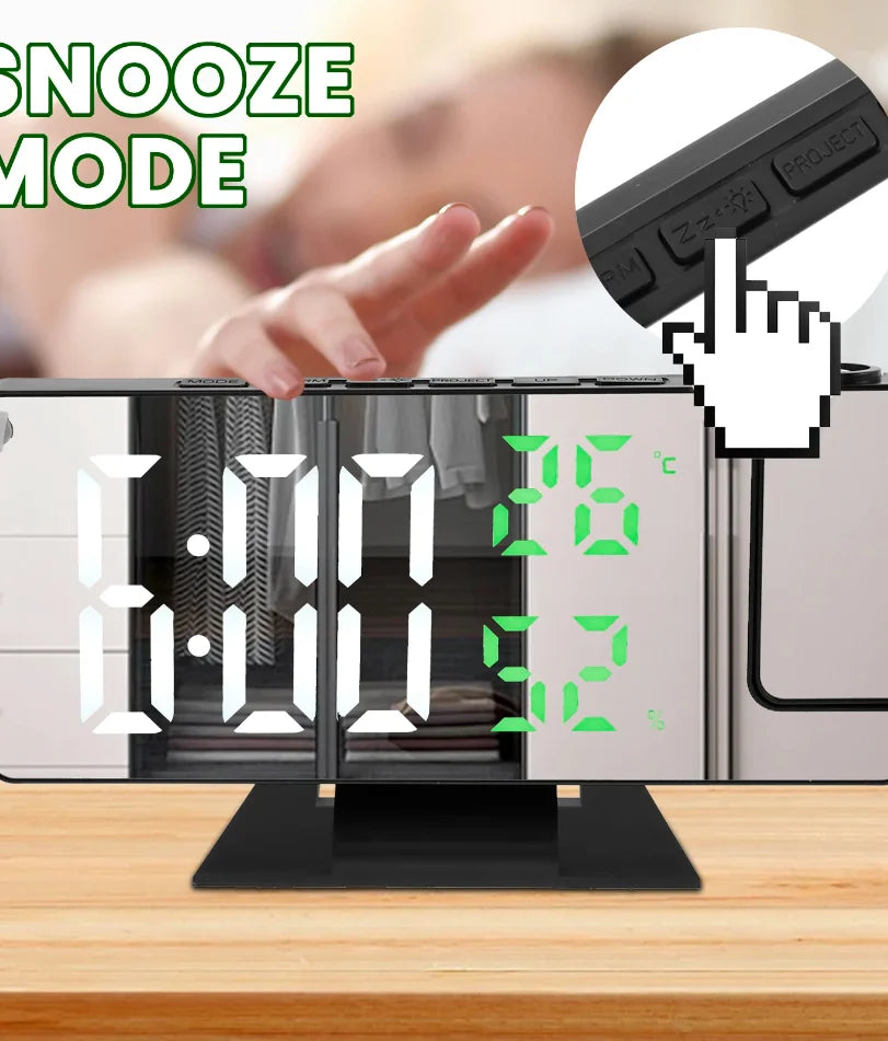 Projection digital alarm clock 180 ° arm projection LED alarm clock multifunctional USB plug in projector desktop LED clock    Home Decor Supply | Online Retail | ShoreShopper.com