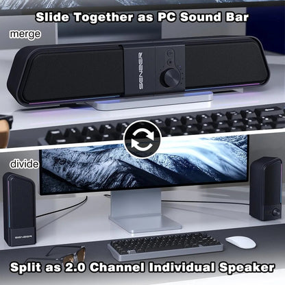 SENZER Computer Speakers-Gaming Speaker with Stereo Sound,PC Sound Bar for Laptop Desktop Monitor (Bluetooth & 3.5mm Aux)    Home Decor Supply | Online Retail | ShoreShopper.com