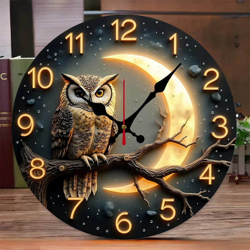 Moonlight Night Wooden Round Silent Hanging Wall Clock, Suitable For Living Room, Office, Study Room, Bedroom, Home Decoration    Home Decor Supply | Online Retail | ShoreShopper.com