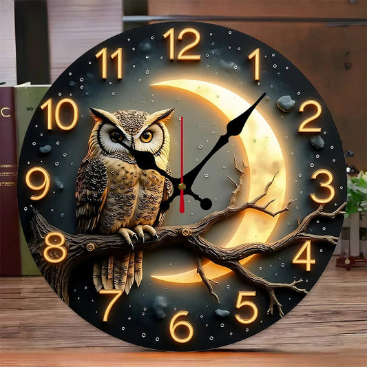 Moonlight Night Wooden Round Silent Hanging Wall Clock, Suitable For Living Room, Office, Study Room, Bedroom, Home Decoration    Home Decor Supply | Online Retail | ShoreShopper.com
