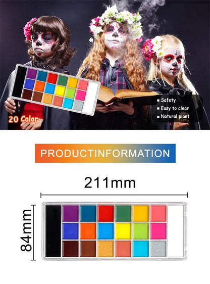 20 Colors Face Body Oil Painting Paint Pigment Non Toxic Safe Kids Flash Tattoo Painting with Brush Art Halloween Cosplay Party    Home Decor Supply | Online Retail | ShoreShopper.com