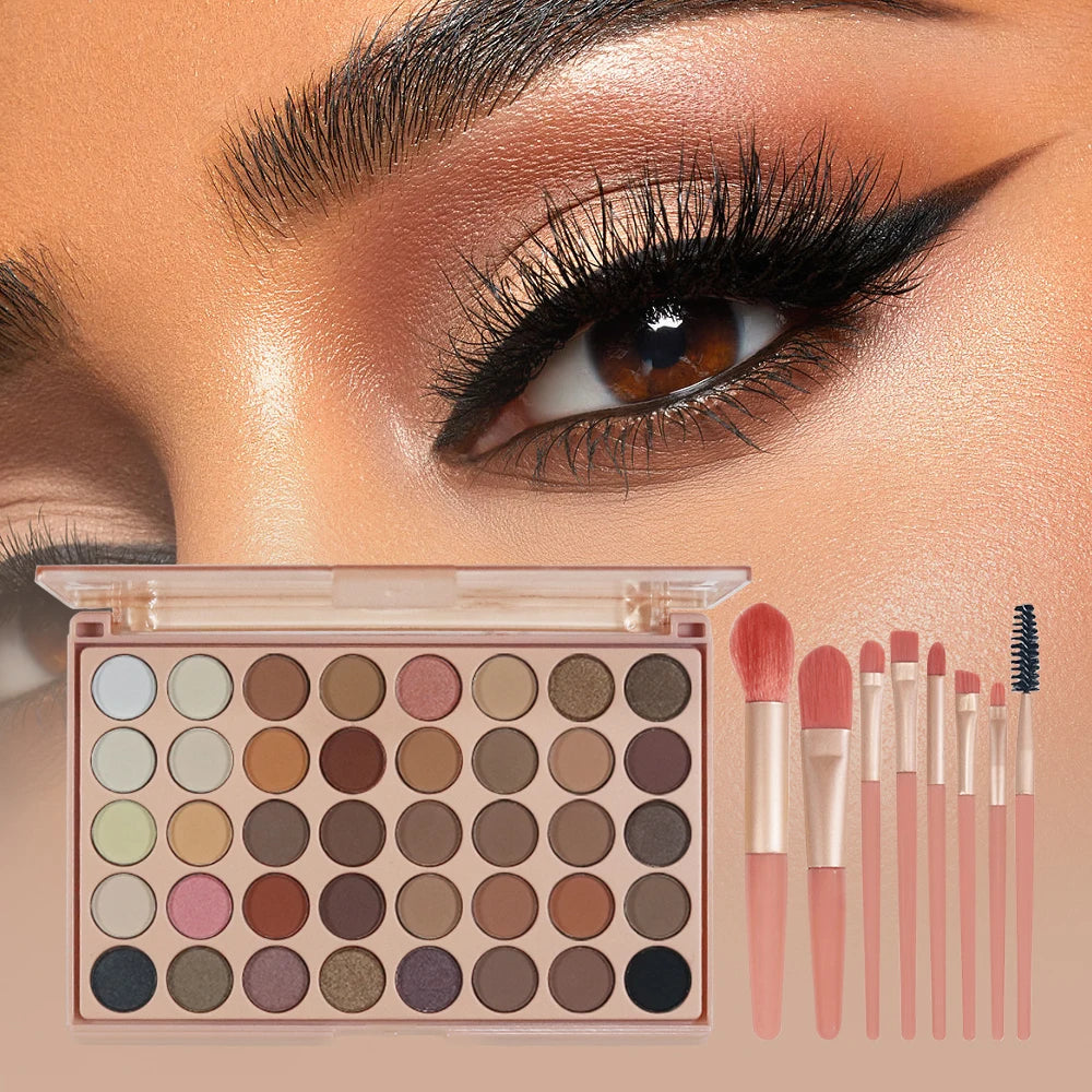 POPFEEL 40-Color Earth Tone & Pink Eyeshadow Palette – Versatile Shimmer, Matte, and Highlight Shades for Effortless Blending。 - ShoreCo.Shop