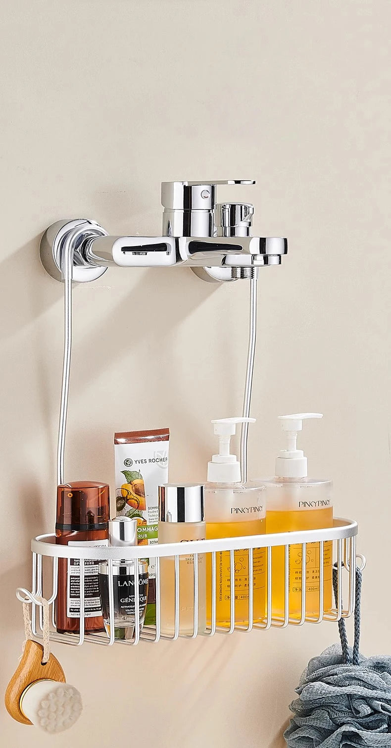 Aluminium Bathroom Shelf Without Drilling Shower Shelf Shelves Shampoo Holder Basket Storage Organizer Bathroom Accessories    Home Decor Supply | Online Retail | ShoreShopper.com