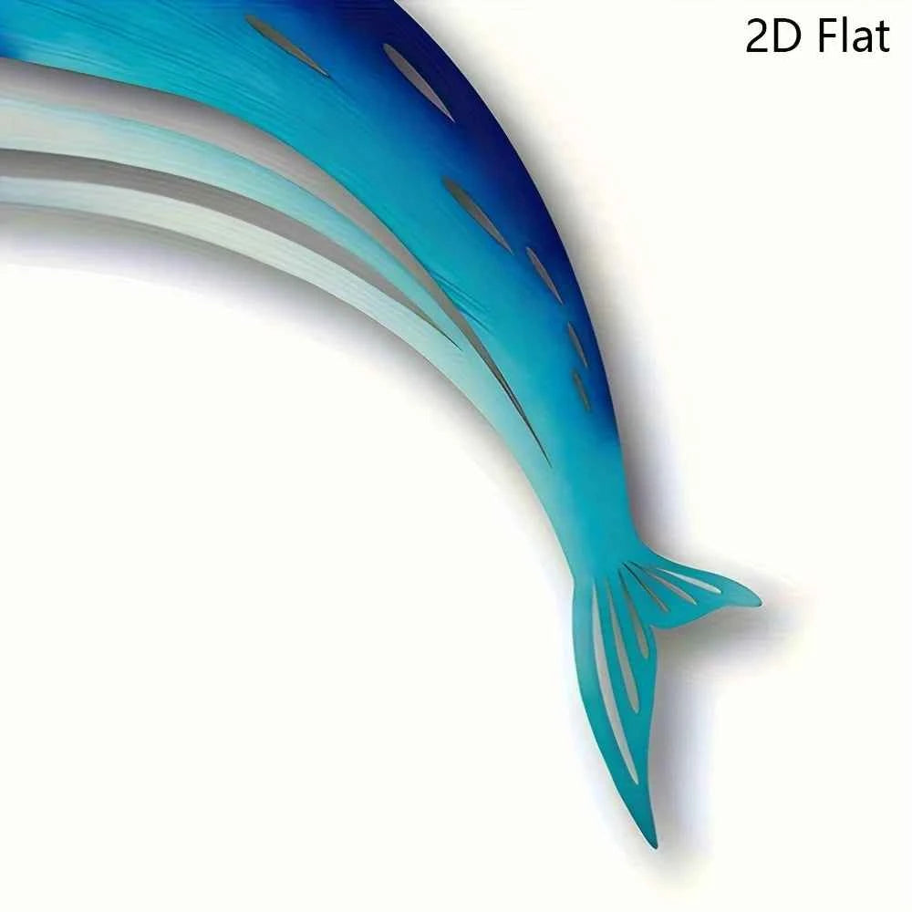 Metallic Blue Dolphin Wall Art - Marine Home Decor