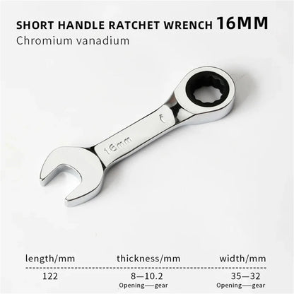 6-19mm Short Handle Quick Ratchet Wrench 72 Teeth Multi Functional Portable Short Dual-use Plum Blossom Small Wrench Hand Tools    Home Decor Supply | Online Retail | ShoreShopper.com