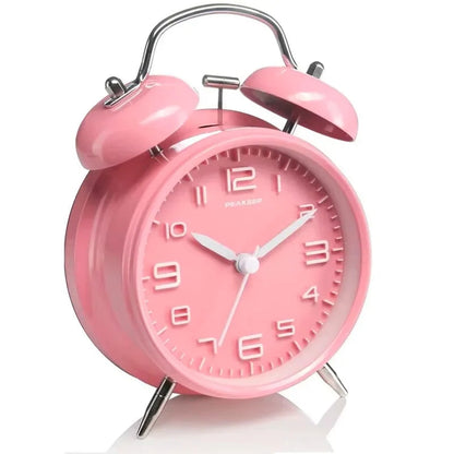 4 Inch Twin Bell Loud Alarm Clock Metal Frame 3D Dial with Backlight Battery Operate Desk Table Alarm Clock For Home and Office    Home Decor Supply | Online Retail | ShoreShopper.com
