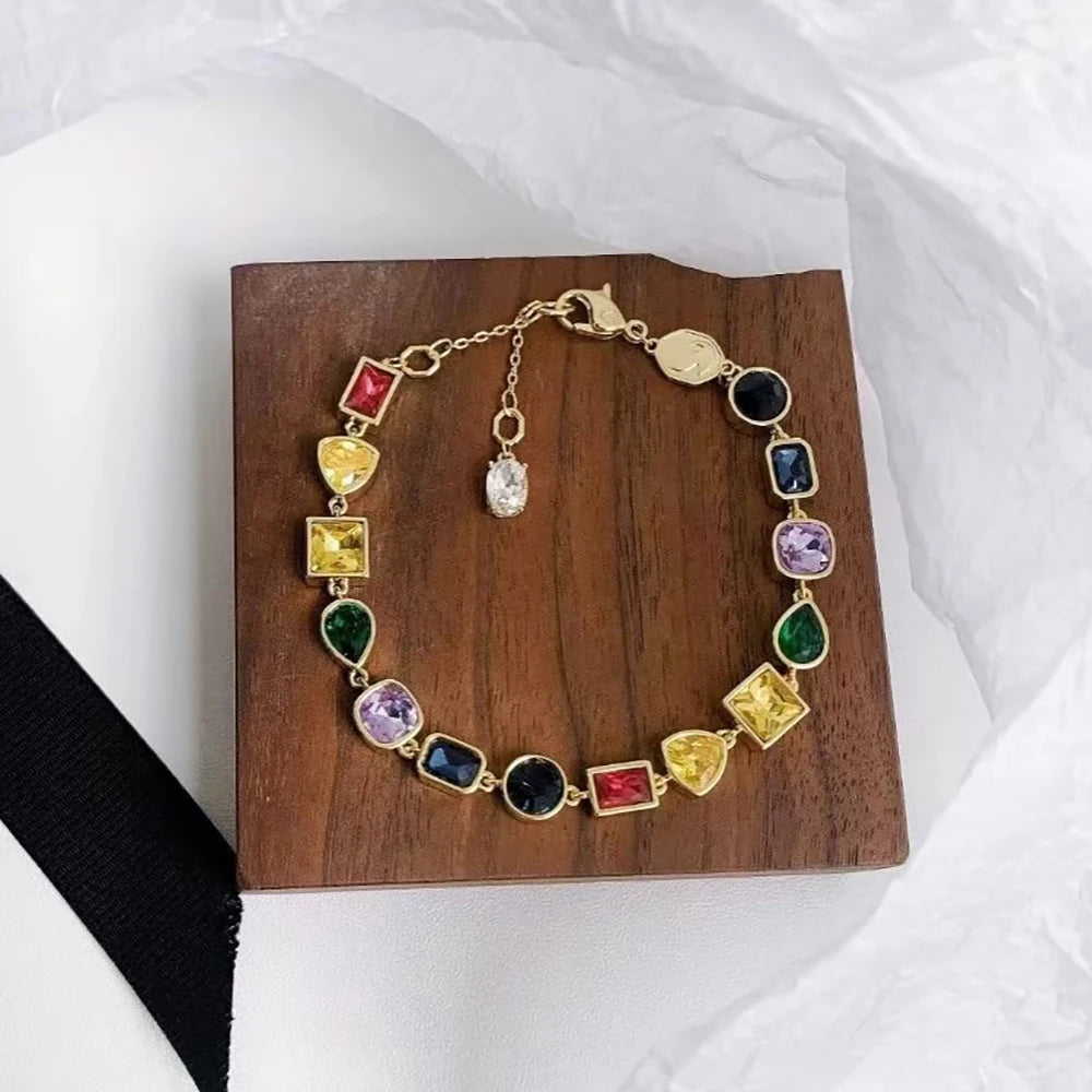 Luxury Fashion Women's Jewelry Colored Gems Set Sterling Silver Necklace Bracelet Plated With 18K Rose Gold Banquet Party    Home Decor Supply | Online Retail | ShoreShopper.com