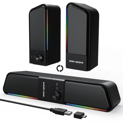 SENZER Computer Speakers-Gaming Speaker with Stereo Sound,PC Sound Bar for Laptop Desktop Monitor (Bluetooth & 3.5mm Aux)    Home Decor Supply | Online Retail | ShoreShopper.com