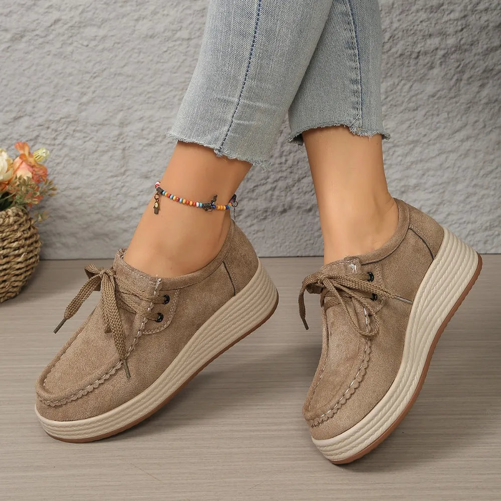 Women's Sports Shoes Spring Autumn Fashion Platform Sneakers Lace-up Round Toe Wedges Casual Comfortable Women's Shoes    Your Coastal Marketplace | Shoreshopper.com