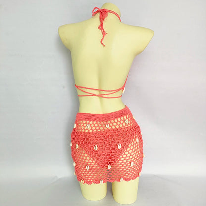 Women Beach Wear Swimsuit Cover-Ups Boho Summer See-Through Hollow Out Bandage High Waist Short Beach Skirt Crochet Knit Skirts    Your Coastal Marketplace | Shoreshopper.com