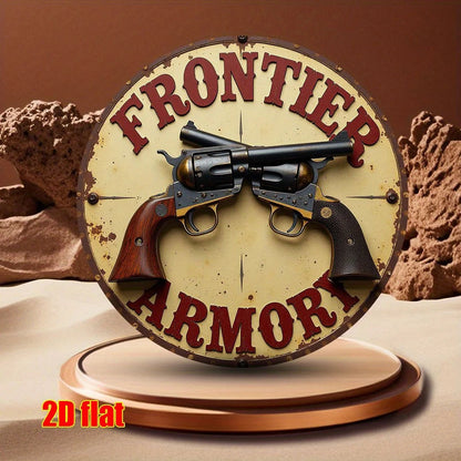 Retro "Art of Weapons & Mechanicals" Round Aluminum Sign – 7.8" Vintage Wall Decor    Home Decor Supply | Online Retail | ShoreShopper.com