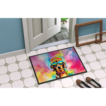 Dachshund Hippie Dawg Doormat Non-Slip Washable Low Pile 24H X 36W Indoor Outdoor Front Door Mat for Entryway    Home Decor Supply | Online Retail | ShoreShopper.com