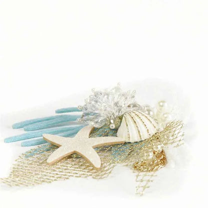 Mermaid Themed Hair Accessories, Artificial Crystal Shell, Starfish and Coral Decor, Perfect for Beachside & Party Decoration