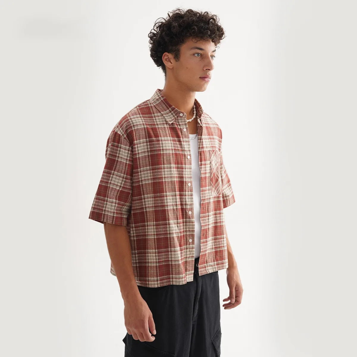 ‌Plaid Short Sleeve Shirt for Men‌ Casual Button Down,Lightweight Breathable Fabric,Trendy Streetwear,Summer Open Front Top    Home Decor Supply | Online Retail | ShoreShopper.com