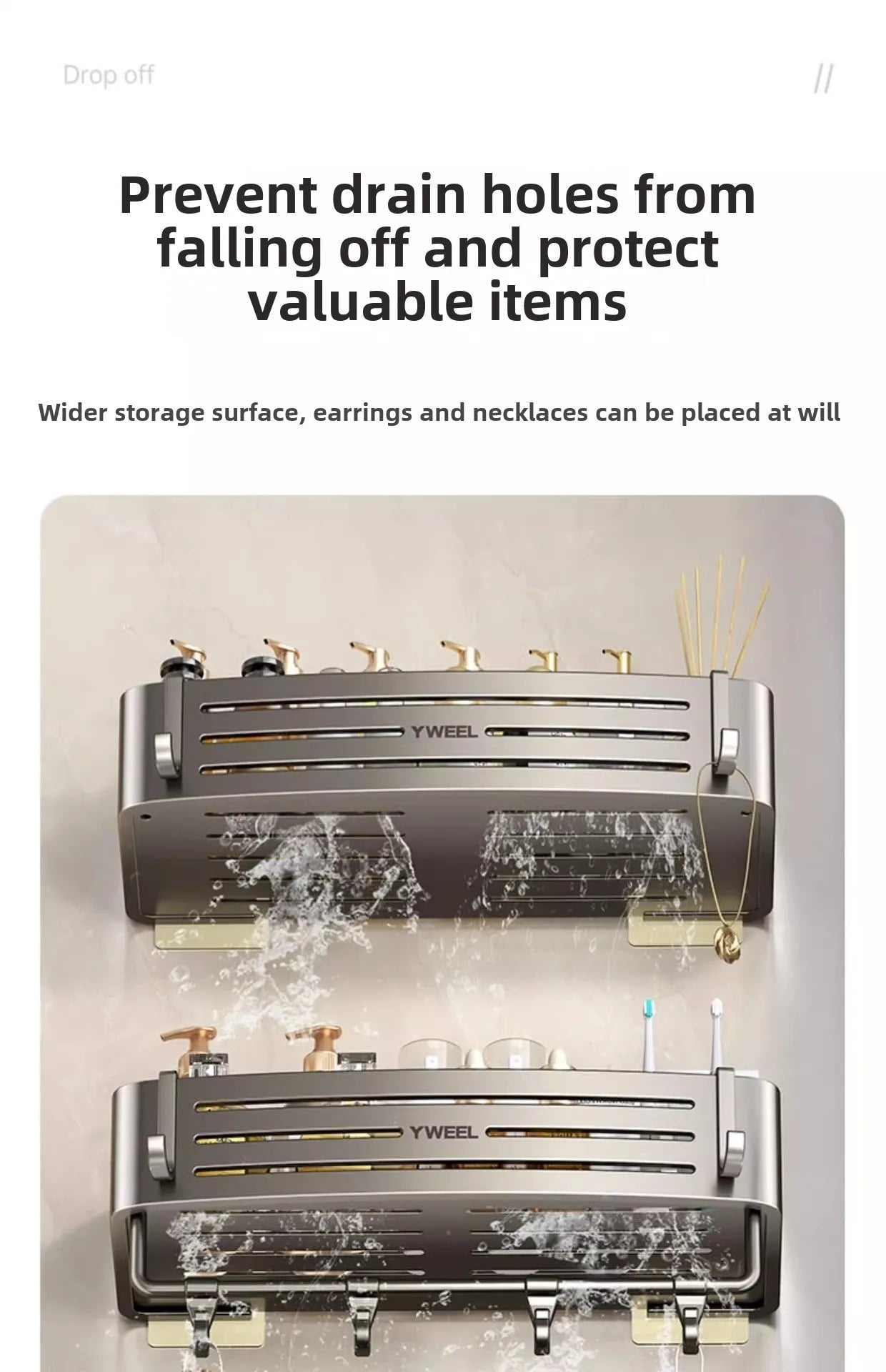 Bathroom storage shelf Bathroom toilet washstand Hand washing bathroom shower gel Wall storage shelf free of holes    Home Decor Supply | Online Retail | ShoreShopper.com