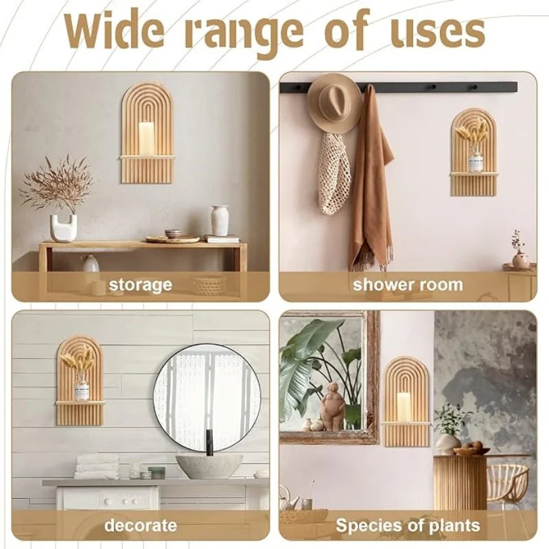 Boho Wooden Shelves for Wall Decorative Book Floating Wall Shelf for Living Room Bathroom Bedroom Classroom Office Nursery Home    Home Decor Supply | Online Retail | ShoreShopper.com