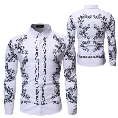 Baroque Floral Royal Shirts Men Luxury Print Designer Tops Paisley Pattern Flowers Fashion Western Long Sleeve Shirt Camisas    Home Decor Supply | Online Retail | ShoreShopper.com