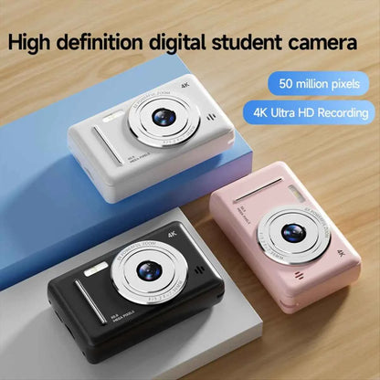 ABUQ NEW 4K Digital Camera Portable Retro CCD Camera Entry-Level Camera Dual Camera Flash 50 Million Pixels Auto Focus Camera,C