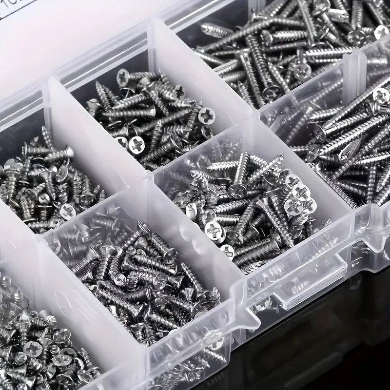 Box of 560 Self-Tapping Wood Screw Set - Includes 8 Different Sizes of M2 Phillips Flat Metal Screw Classification Kit    Home Decor Supply | Online Retail | ShoreShopper.com