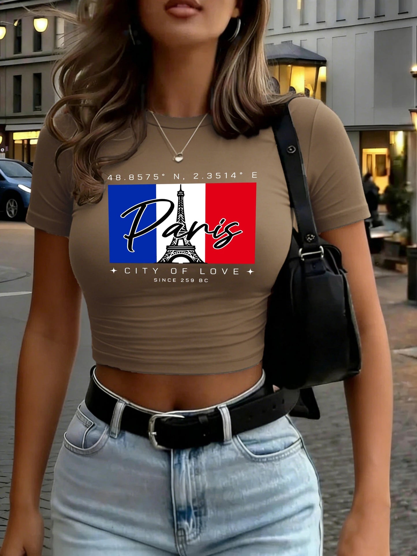 Paris City Of Love Since 259 Art Letter Print Women T Shirt Summer Short Sleeve Hip Hop Crewneck Clothes Slim Yoga Crop T-Shirts    Home Decor Supply | Online Retail | ShoreShopper.com