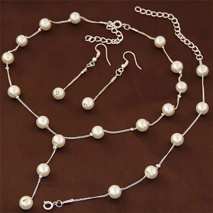 Charming White Pearl Necklace Bracelet Earring Jewelry Set Women Bridal Wedding Elegant Accessories    Home Decor Supply | Online Retail | ShoreShopper.com