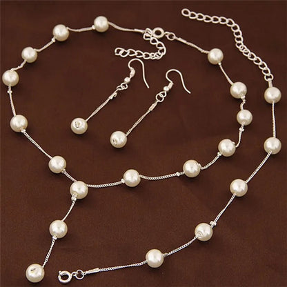 Charming White Pearl Necklace Bracelet Earring Jewelry Set Women Bridal Wedding Elegant Accessories    Home Decor Supply | Online Retail | ShoreShopper.com