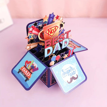 1pc, Father'S Day, Pop-Up Greeting Card Box for Dad'S Birthday, Best Dad Folded 3D Craft Surprise Gift Card for Father'S Day    Your Coastal Marketplace | Shoreshopper.com