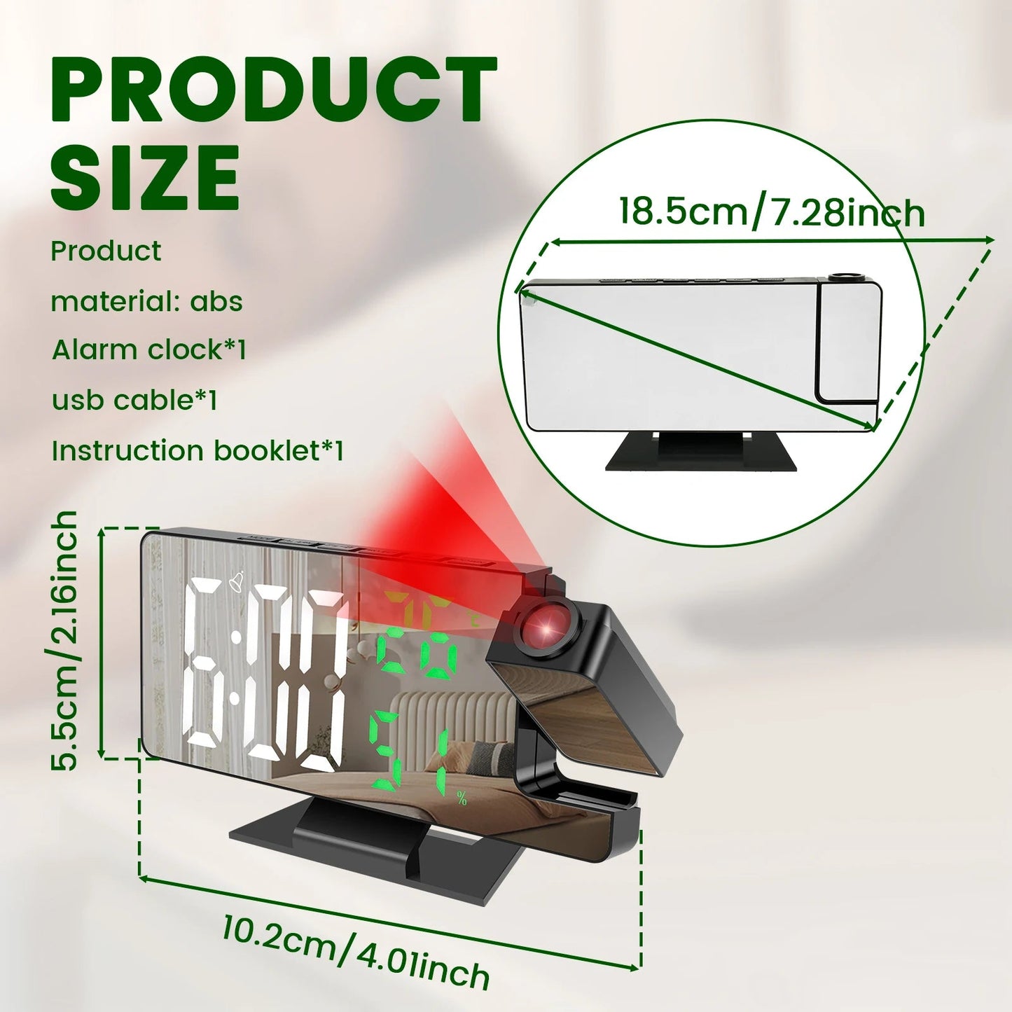 Projection digital alarm clock 180 ° arm projection LED alarm clock multifunctional USB plug in projector desktop LED clock    Home Decor Supply | Online Retail | ShoreShopper.com
