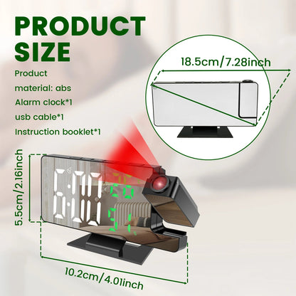 Projection digital alarm clock 180 ° arm projection LED alarm clock multifunctional USB plug in projector desktop LED clock    Home Decor Supply | Online Retail | ShoreShopper.com