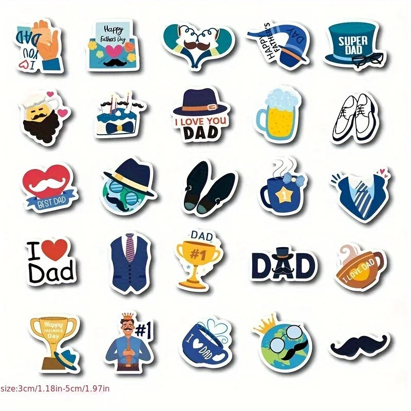 50Pcs Father's Day Stickers Cartoon Creative Waterproof Stickers for Dad Perfect for Decorating Journals for Your Dearest Father    Your Coastal Marketplace | Shoreshopper.com