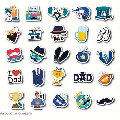 50Pcs Father's Day Stickers Cartoon Creative Waterproof Stickers for Dad Perfect for Decorating Journals for Your Dearest Father    Your Coastal Marketplace | Shoreshopper.com