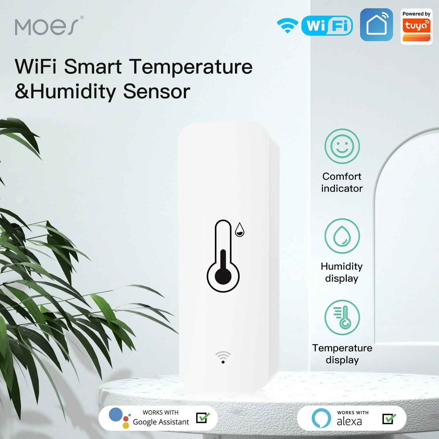 MOES Tuya Smart WiFi Temperature Humidity Sensor Hygrometer Thermometer Detector Smart Scene Linkage with Alexa Google Home    Home Decor Supply | Online Retail | ShoreShopper.com