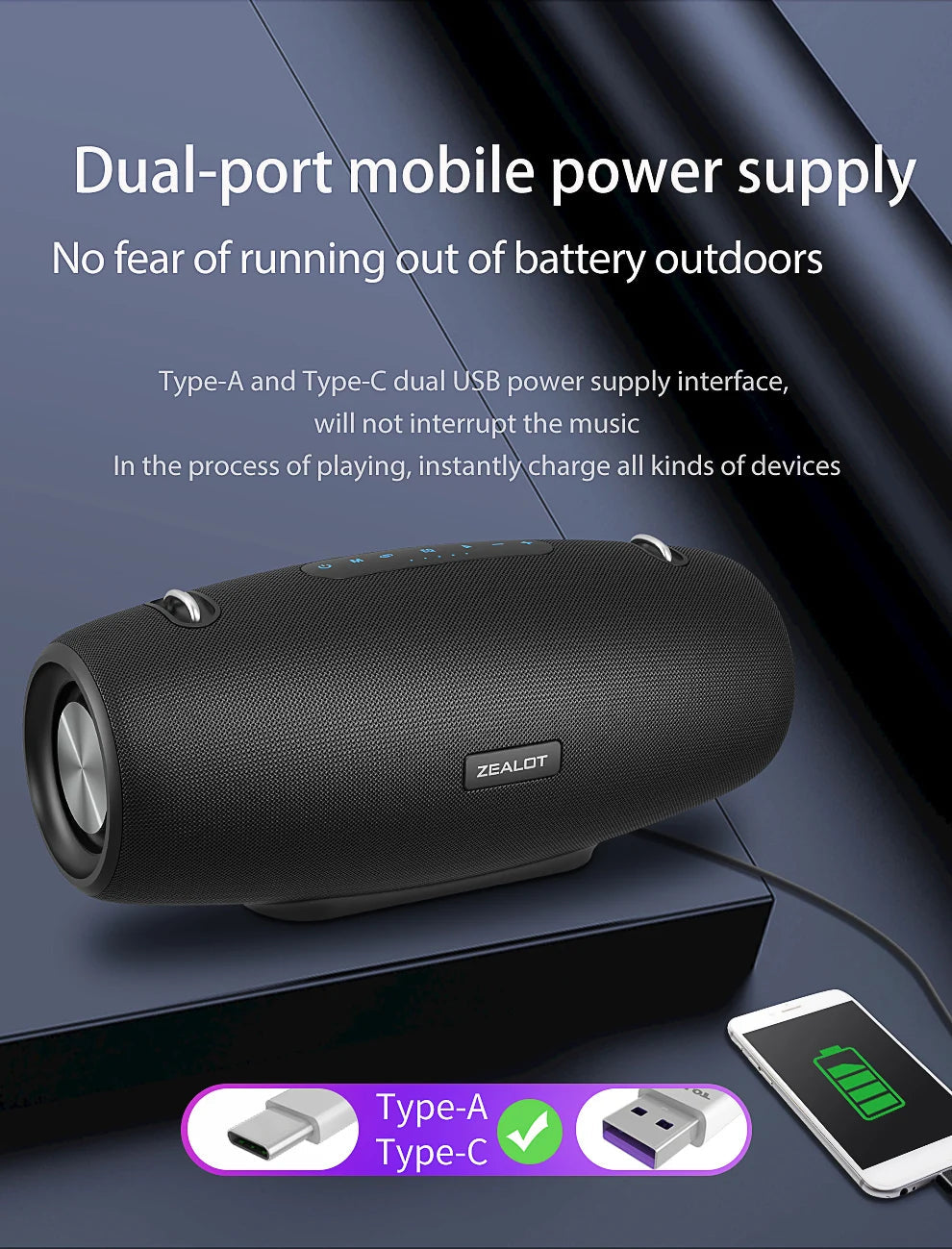 Zealot S67 Wireless Speaker WithShoulder Strap,Outdoor,Waterproof,Portable Speaker with Loud Stero and Booming Bass,40H Playtime    Home Decor Supply | Online Retail | ShoreShopper.com