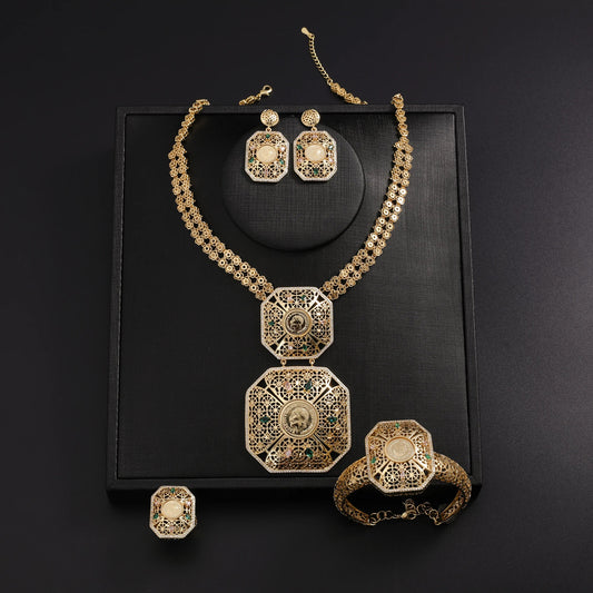 Women's Jewelry Set Dubai Nigerian Kuwaiti Bridal 24k Gold Plated Spinel Zirconia Human Head Ancient Coin Earrings Necklace Rin    Home Decor Supply | Online Retail | ShoreShopper.com