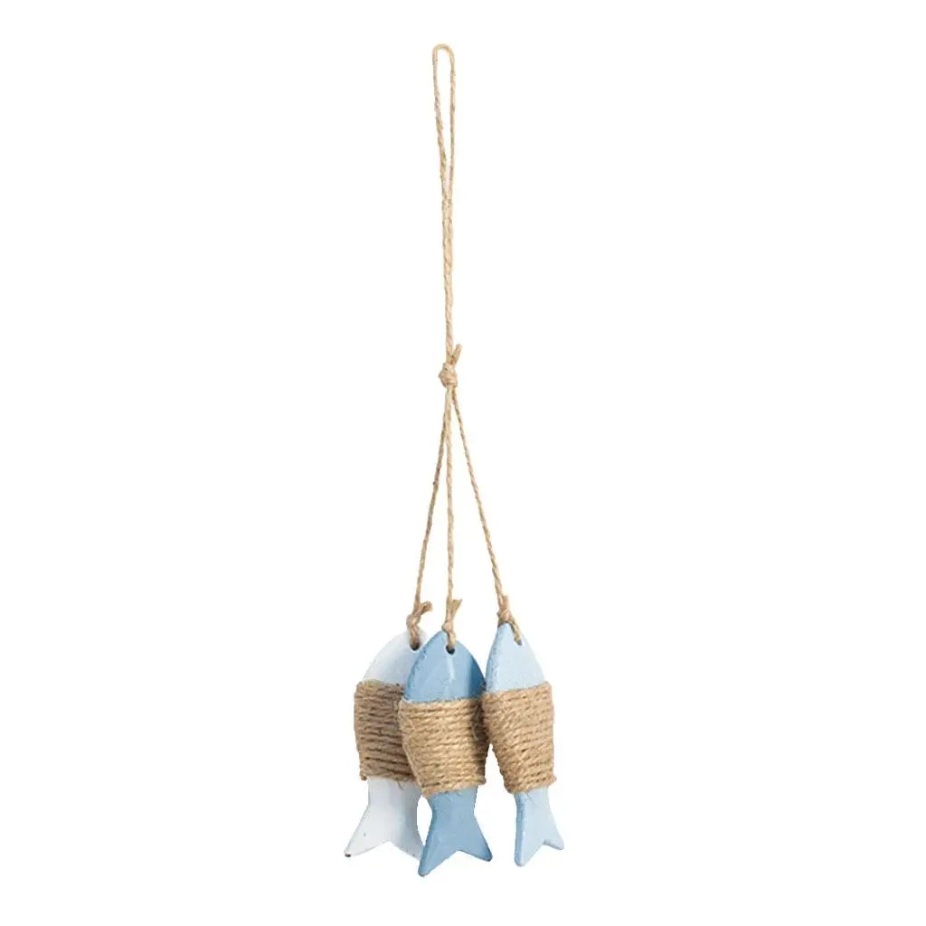 Nautical Theme 3 Fishes Wall Decor Hanging Ornaments Hand Carved Mediterranean Style Wall Hanging Sculptures For Home OfficeGift    Your Coastal Marketplace | Shoreshopper.com