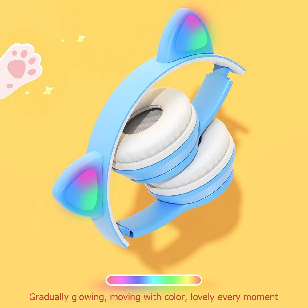 Wireless Headphones Cat Ear Gaming Headset Glow Light Bluetooth-Compatible Helmets Cute Over-Ear Headsets for Kids and Adult    Home Decor Supply | Online Retail | ShoreShopper.com