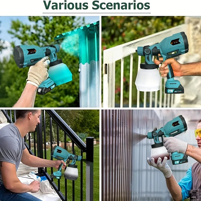 1000ML Electric Spray Gun Cordless Paint Sprayer Auto Furniture Steel Coating Airbrush Compatible For 21V Battery    Home Decor Supply | Online Retail | ShoreShopper.com