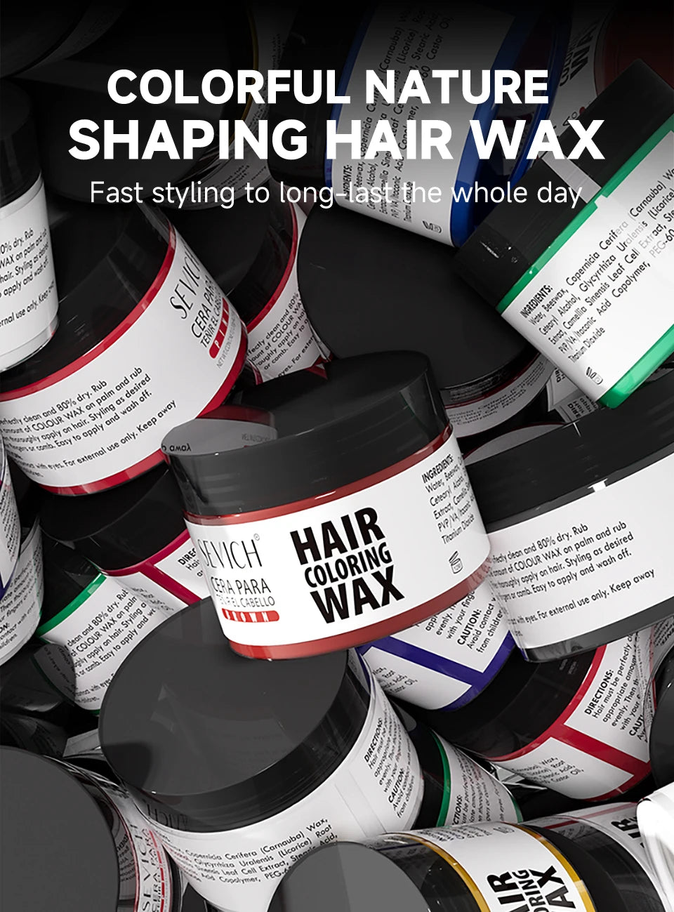 SEVICH Hair Colour Wax Temporary DIY Hair Coloring Wax One-Time Long Lasting Hair Dye Mud Cream Christmas Hair Styling Products - ShoreCo.Shop