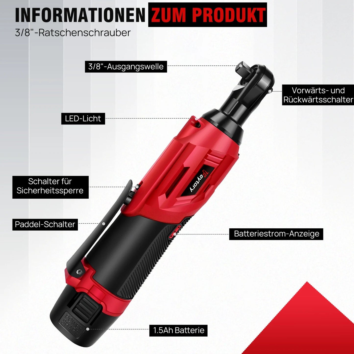 12V High-Torque 90°Cordless Electric Ratchet Wrench Set 3/8'' Angle Wrench with 2Durable 1500mAh Lithium-Ion Batteries,7 Sockets    Home Decor Supply | Online Retail | ShoreShopper.com