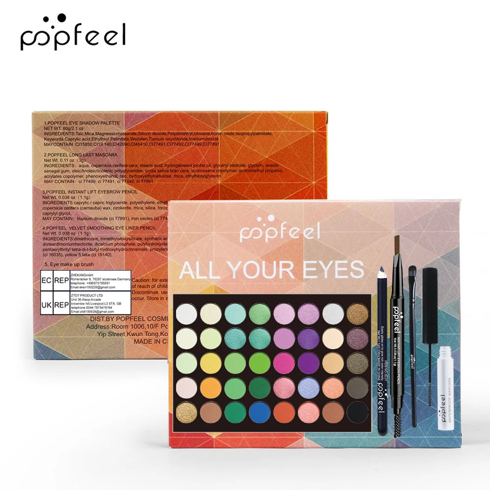 POPFEEL Eye Makeup Set, Eyeshadow Palette, Eyeliner, Mascara, Eyebrow Pencil, Makeup Tool Set Box, Gifts For Women - ShoreCo.Shop