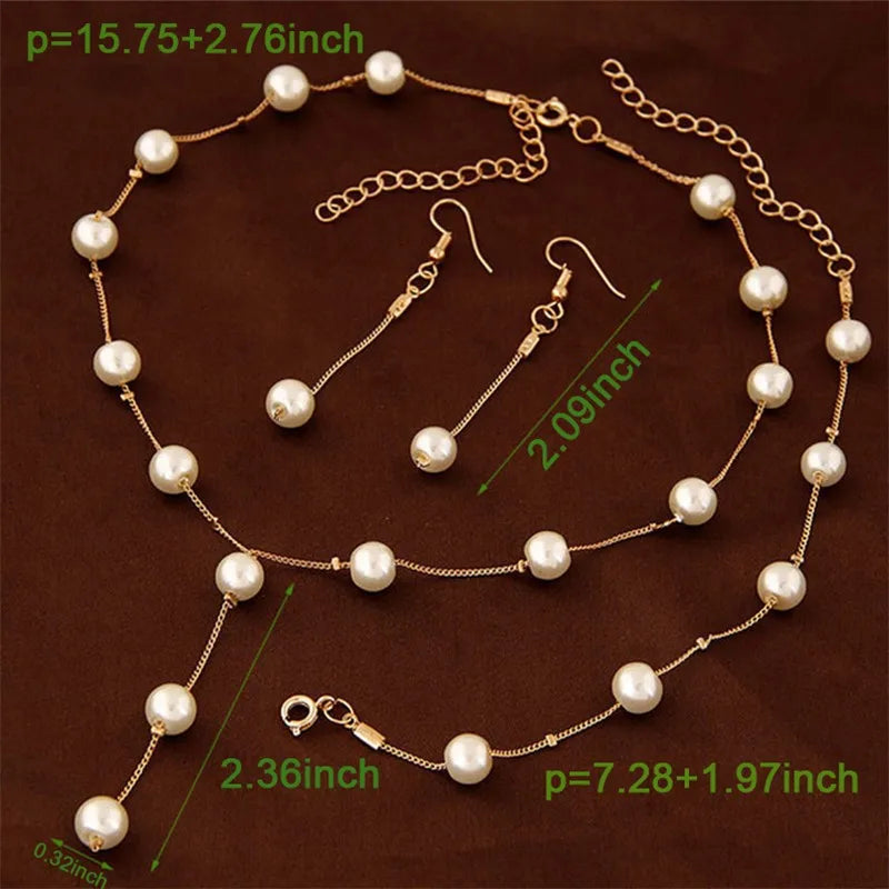 Charming White Pearl Necklace Bracelet Earring Jewelry Set Women Bridal Wedding Elegant Accessories    Home Decor Supply | Online Retail | ShoreShopper.com