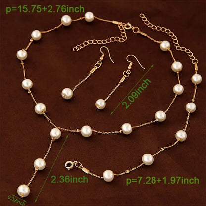 Charming White Pearl Necklace Bracelet Earring Jewelry Set Women Bridal Wedding Elegant Accessories    Home Decor Supply | Online Retail | ShoreShopper.com