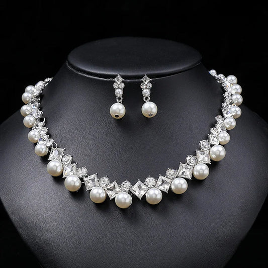 New pearl gemstone jewellery woman necklace set for women jewelry sets light luxury Women's earrings lock bone chain alloy    Home Decor Supply | Online Retail | ShoreShopper.com
