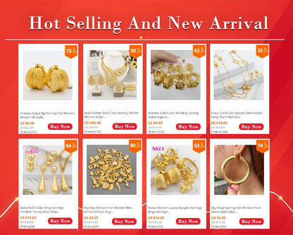 Exquisite Fashion Jewelry Set for Women Arab Gold Color Luxury Necklace Earrings Bangle Ring Set Weddings Dubai Party Daily Wear    Home Decor Supply | Online Retail | ShoreShopper.com