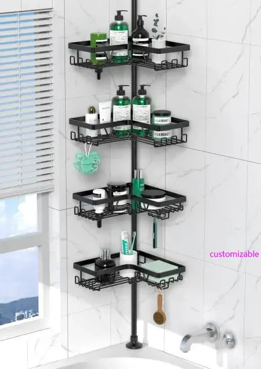 Corner Shower Caddy Tension Pole - 4 Tier Stainless Steel Rustproof Shower Corner Caddy for Bathroom Shower Organizer    Home Decor Supply | Online Retail | ShoreShopper.com